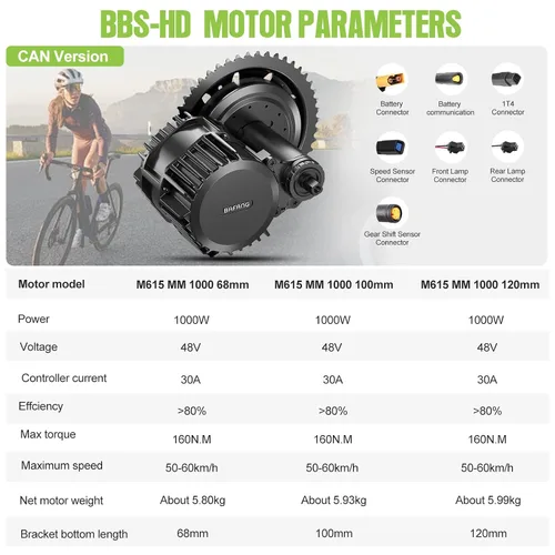 Vista 6 de BAFANG BBSHD BBS03 48/52V 1000W kit de conversión de ebike de motor medio con batería de litio de gran capacidad y cargador para hacer tú mismo, kit