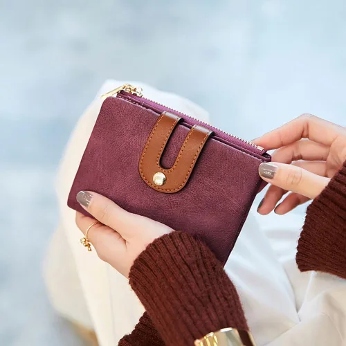 Vista 10 de AOXONEL Cartera pequeña de cuero plegable Rfid para mujer, con cremallera, bolsillo para tarjeta de identificación, delgada, compacta y delgada