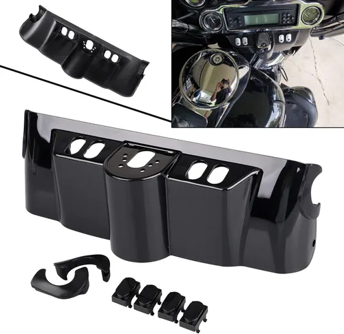 Vista 6 de Carenado interior negro vívido de ABS con kit de tapa de interruptor para Harley Touring Street Glide 2006-2013 Electra Glide 1996-2013