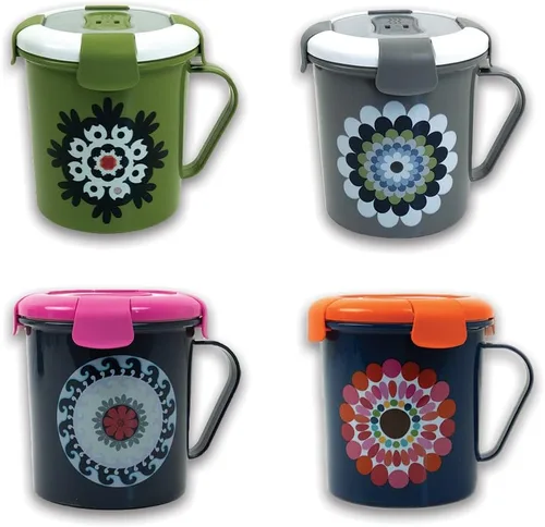 Vista 17 de French Bull Taza de sopa de 23 onzas con asa y tapa ventilada, almacenamiento de alimentos, agarre fresco, a prueba de fugas, apto para lavavajillas