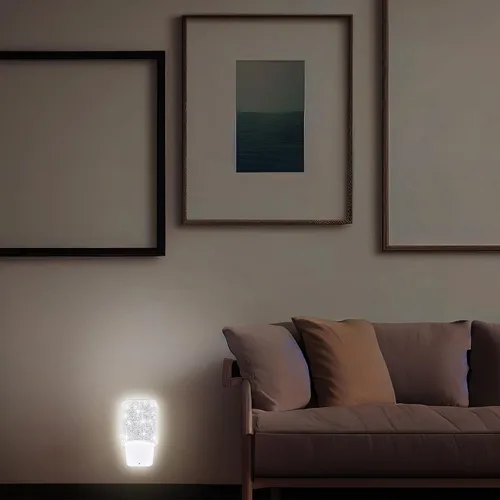 Vista 7 de Sumind 2 luces nocturnas con diamantes de imitación plateados, enchufables, con brillo automático, lámpara de noche LED decorativa con sensor de luz