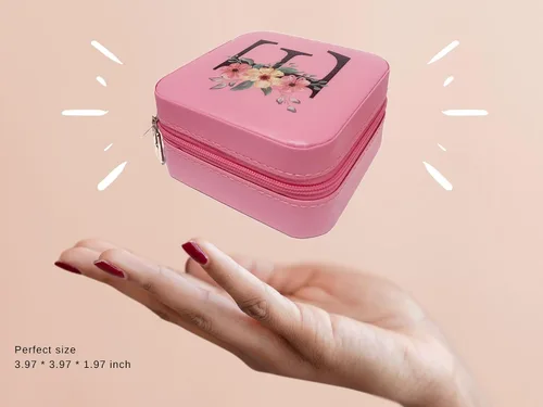 Vista 3 de Caja organizadora de viaje de joyería con espejo, joyero de viaje, joyero de viaje para niñas, artículos esenciales de vacaciones, accesorios