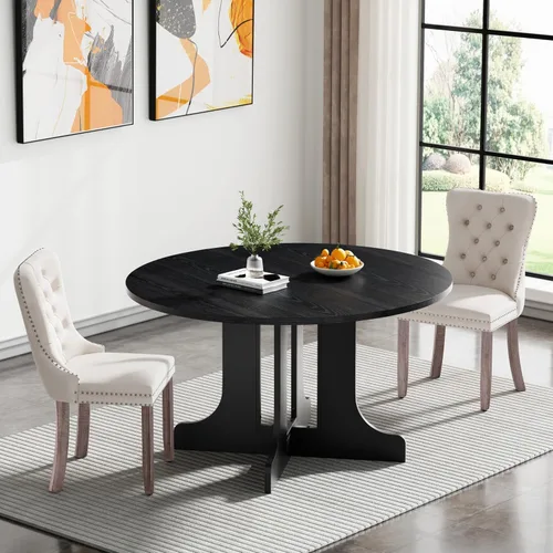Vista 102 de Juego de mesa de comedor extensible marrón de 63 a 78.74 pulgadas para 4, juego de mesa de comedor de 5 piezas con 4 sillas, mesa de cocina
