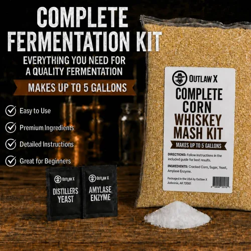 Vista 3 de Kit completo de puré y fermentación de whisky de maíz Moonshine de Outlaw X
