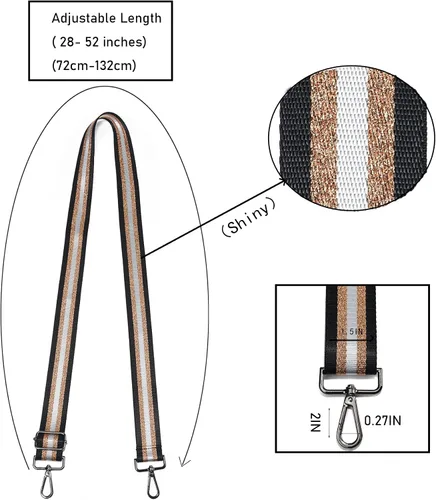 Vista 2 de LVYOUME Correa para bolso, accesorios plateados, correas anchas para bolsa, correa de hombro ajustable para bolsos