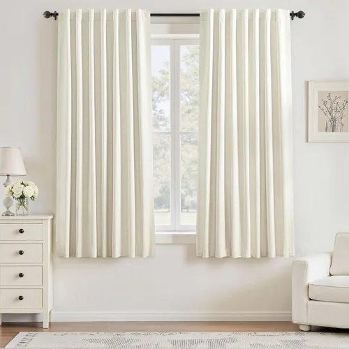 Vista 68 de UHITECH Cortinas opacas de 35 pulgadas de largo para sala de estar, 2 paneles, cortina opaca corta para cocina para ventanas pequeñas, cortinas