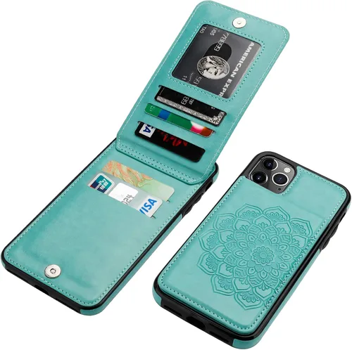 Vista 10 de Vaburs Funda compatible con iPhone 11 con tarjetero de crédito, diseño de guepardo de leopardo negro, cierre magnético de piel sintética de primera