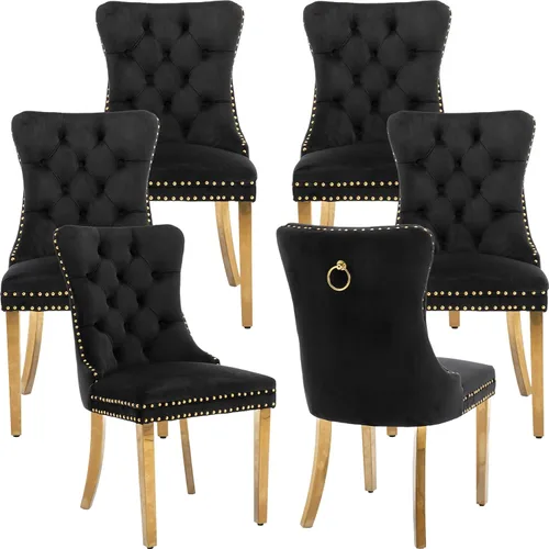 Vista 39 de Juego de 2 Sillas de Comedor Modernas de Mediados de Siglo, Tapizadas en Terciopelo Beige con Respaldo Acolchado, Sillas de Cocina y Comedor, Patas
