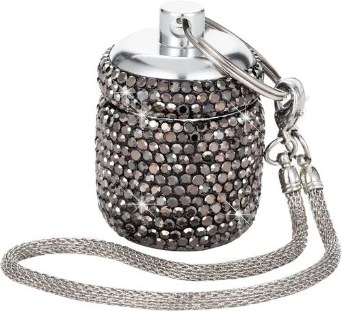 Vista 19 de Pastillero con llavero de diamante, pequeño organizador de píldoras, caja de bloqueo de medicamentos, lindo estuche de medicina para bolso, soporte