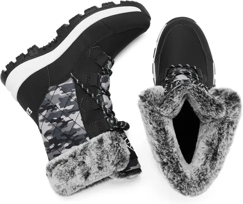 Vista 5 de EARLDE Womens Snow Boot With Waterproof Lace Up Mid-Calf Outdoor Winter Deep Tread Rubber Sole