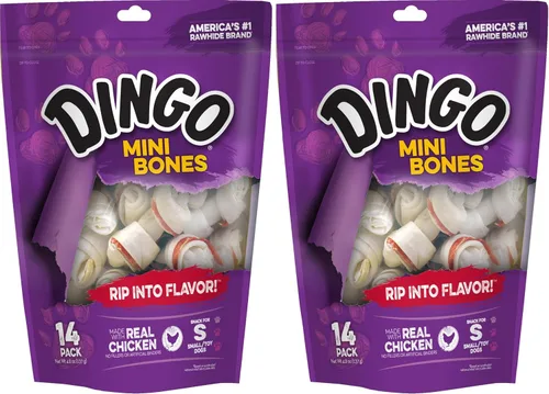 Vista 13 de Dingo 95014 Mini Bones, cuero crudo para perros pequeños, de juguete, rojo, 14