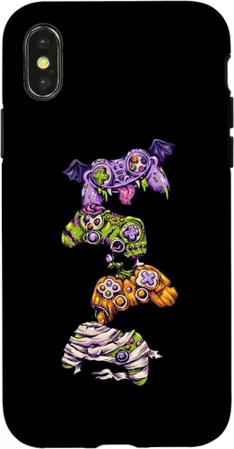 Vista 4 de Funda para iPhone 15 Halloween Skeleton Zombie Gaming Controllers para niños