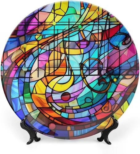 Vista 15 de Platos decorativos, pájaro azul y flores, vitrales, para el hogar, oficina, cocina, decoración de mesa, platos de porcelana de 6 pulgadas, regalos