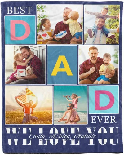 Vista 18 de D-Story Manta de hijo, divertidas mantas personalizadas con fotos, regalo para papá, manta de disfraz, regalo para hija, regalos personalizados