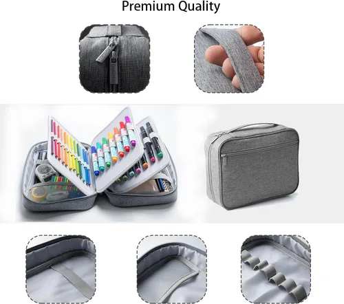 Vista 3 de Estuche organizador grande para lápices, tamaño XXL, capacidad extra grande, multifuncional, impermeable, portátil, para artistas, oficina, funda