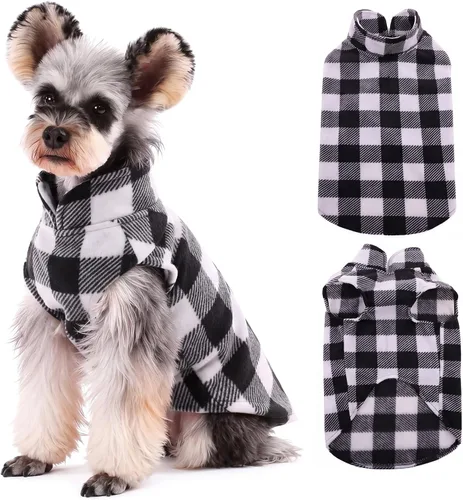 Vista 15 de Kuoser Chaleco de vellón para perro, suéter a cuadros para perro con Rojo Plaid