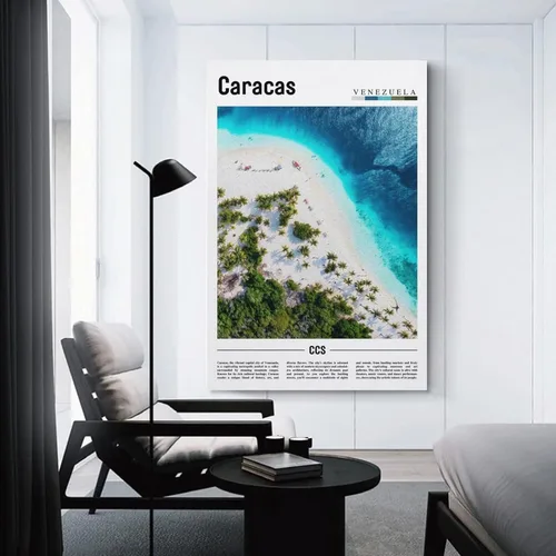 Vista 2 de ZejaL Caracas Venezuela - Póster de viaje de paisaje de América del Sur, estética de habitación, póster de lienzo para pared, dormitorio, oficina