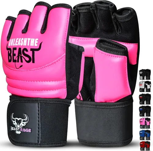 Vista 10 de BEAST RAGE Guantes de Taekwondo Karate para Hombres y Mujeres, Guantes de Entrenamiento de Boxeo MMA Kickboxing Sparring Artes Marciales Guantes