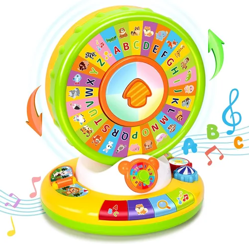 Vista 8 de Juguete para niños y niñas de 1, 2 y 3 años, juguetes musicales de aprendizaje para bebés que giran y cantan el alfabeto para niños pequeños