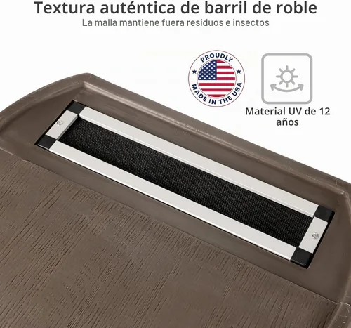 Vista 2 de RTS Home Accents Barril de lluvia de 50 galones con kit de enlace, barril de recolección de agua de lluvia de respaldo plano, kit de eslabones