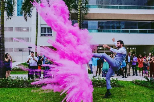 Vista 5 de Balón de fútbol de revelación de género con polvo rosa y azul