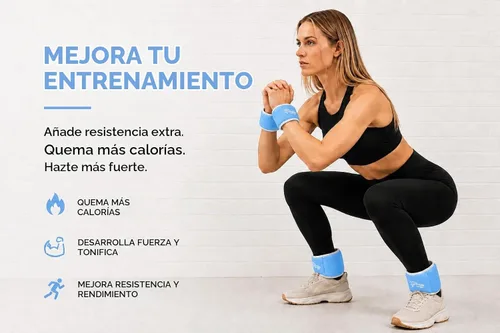 Vista 2 de Ankle Weights & Wrist Weights Set 1-10 lb & Adjustable for Women, Men, Kids Azul bebé