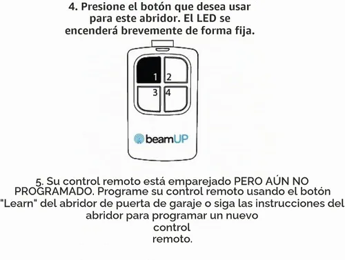 Vista 6 de beamUP Transmisor remoto universal para puerta de garaje, control remoto de puerta de garaje de 4 botones para operar 4 puertas de garaje separadas