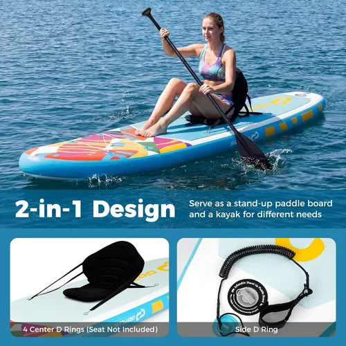Vista 6 de Goplus Inflatable Stand Up Paddle Board w/SUP Paddleboard Accessories 2-Azul/Rosa/Azul marino/Verde/Amarillo
