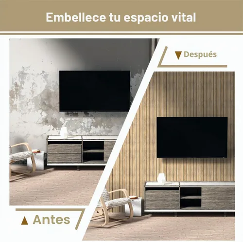 Vista 8 de Chejiaye Panel de pared 3D de listones de grano de madera, 15.75 x 118 pulgadas, adhesivo de pared autoadhesivo insonorizado, resistente a
