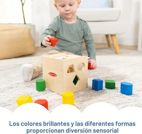 Vista 4 de Melissa & Doug Cubos de formas de Clasificación Clásico Juguete de Madera, Juguete de Desarrollo, Forma Fácil de Agarre, Construcción de Madera