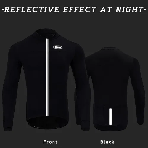 Vista 3 de Camiseta térmica de ciclismo para hombre con cremallera completa y bolsillos traseros