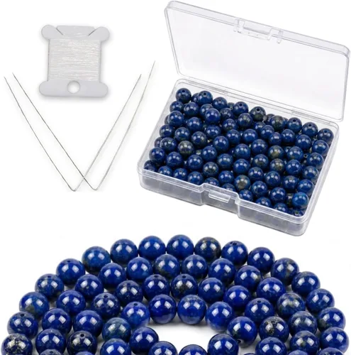 Vista 35 de Cherry Tree Collection 100 cuentas redondas de 6 mm de turquesa africana para hacer joyas Incluye caja de almacenamiento, cordón elástico