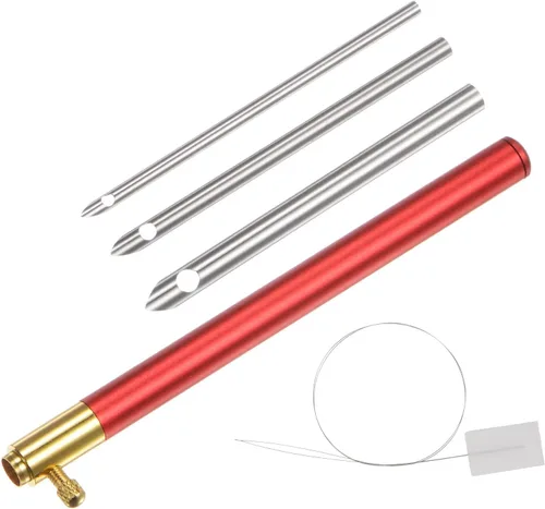 Vista 3 de HARFINGTON Aguja perforadora de mango ajustable con aguja de bordado ajustable, herramientas de tejer para hilo de hilo, bricolaje, manualidades