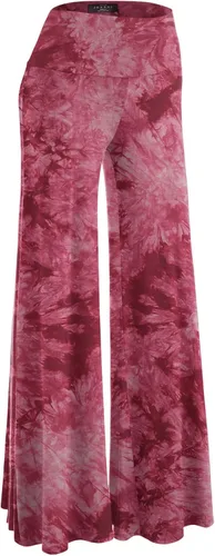 Vista 65 de Made By Johnny Pantalones palazzo elásticos de pierna ancha para mujer, lisos, casuales, cómodos