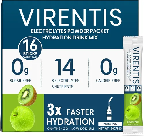Vista 14 de 16 Sobres de Polvo de Electrolitos Sin Azúcar, Paquetes de Hidratación, Mezcla de Bebida de Electrolitos IV Líquida Diaria para Rehidratación con 8