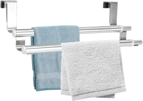 Vista 10 de Toallero retráctil de acero inoxidable para puerta de baño (barra individual retráctil de 13.4 in)