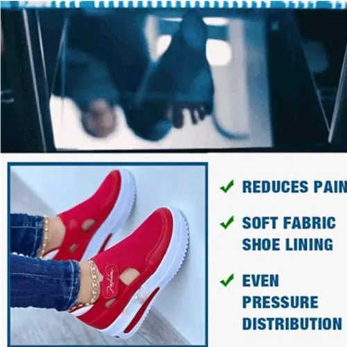 Vista 7 de AIERAI Zapatos ortopédicos para mujer zapatos planos de malla transpirable informales punta redonda tacón grueso zapatos casuales