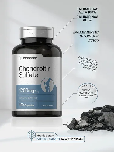 Vista 5 de Horbaäch Condroitina Sulfato 1200mg 120 Cápsulas Suplemento sin OMG y sin gluten