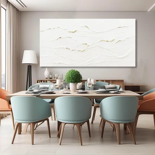 Vista 7 de WINKAILIN Pintura blanca, ilustraciones decorativas simples de 29 x 58 pulgadas, arte abstracto de pared para sala de estar, decoración moderna