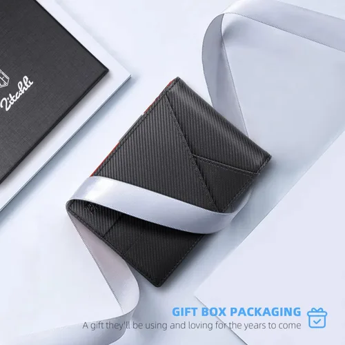 Vista 74 de Zitahli - Billeteras delgadas RFID para hombres, billetera de cuero flexible con clip de dinero, cartera minimalista con bolsillo frontal