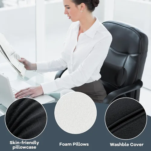 Vista 3 de ROYALAY Almohada cervical redonda para dormir, incluye 2 almohadas cervicales de media luna, almohada de espuma para reducir el dolor, almohada