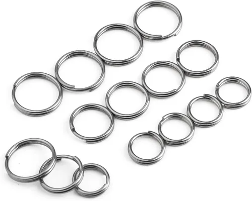 Vista 7 de FEGVE Llaveros de titanio, anillos divididos, llaveros pequeños no magnéticos, anillos de salto, 15 piezas, mezcla de 10/12/0.551 in, Negro