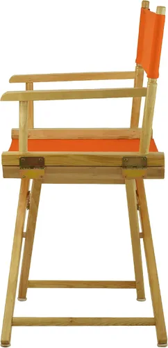 Vista 4 de Casual Home - Silla de director de 18.0 in, marco natural con lienzo color mandarina