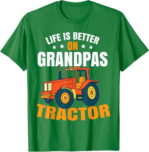 Vista 54 de Life Is Better On Grandpas Tractor Kids Farm Tractor Boy Camiseta, Negro