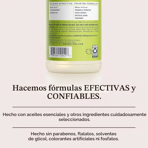 Vista 5 de MRS. MEYER'S CLEAN DAY Limpiador multisuperficie, verbena de limón, 16 onzas líquidas