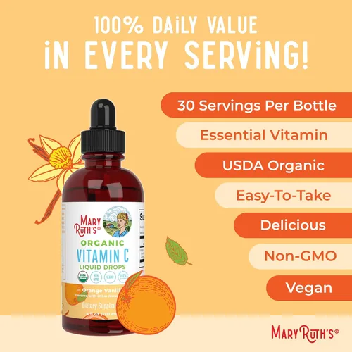 Vista 7 de MaryRuth Organics Suplemento orgánico de vitamina C Gotas líquidas de vitamina C para adultos y niños Suplemento de apoyo inmunológico