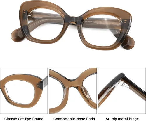 Vista 3 de Zeelool Marco de gafas de ojo de gato para mujer con lente transparente sin receta Gafas elegantes JGA517834