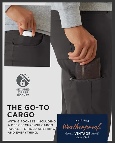 Vista 3 de Weatherproof Vintage Pantalones cargo para hombre Pantalones cargo casuales para hombre, pantalones de senderismo para hombre, pantalones