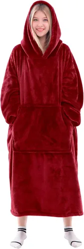 Vista 38 de Waitu - Sudadera tipo manta, para regalar a hombre o mujer, muy cálida y acogedora, gigantesca, con capucha, de gruesa franela, con mangas y un Negro