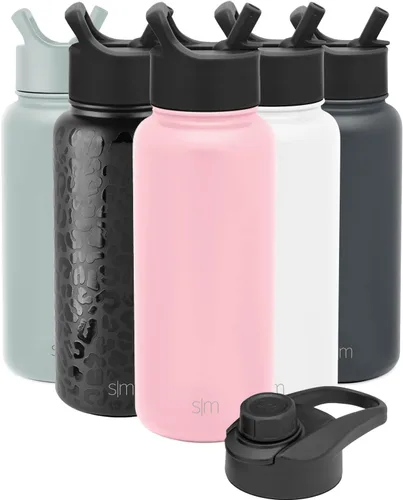 Vista 4 de Simple Modern botella de agua reutilizable con tapa para beber y con pajilla, termo de acero inoxidable con aislamiento al vacío, para gimnasio